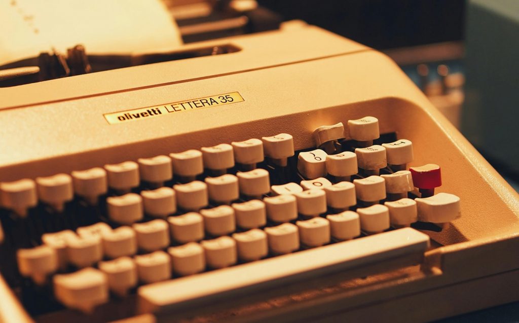 Vintage Olivetti Lettera 35 typewriter symbolizing past new innovations and resistance to change
